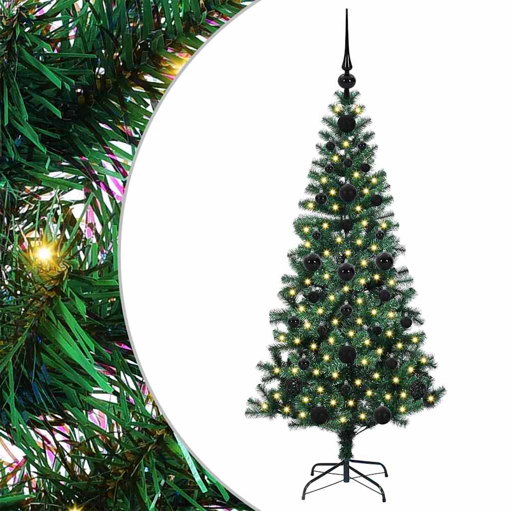 Artificial Pre-lit Christmas Tree Green 120 cm PVC and Metal