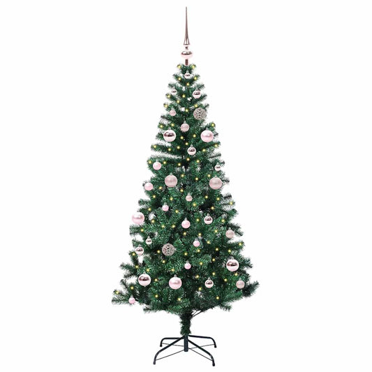 Artificial Pre-lit Christmas Tree Green 150 cm PVC and Metal