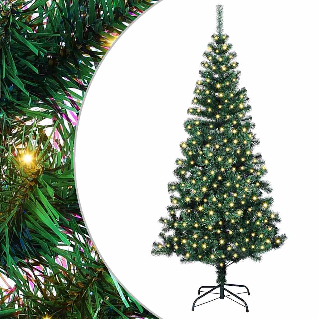 Artificial Pre-lit Christmas Tree Green 180 cm PVC and Metal