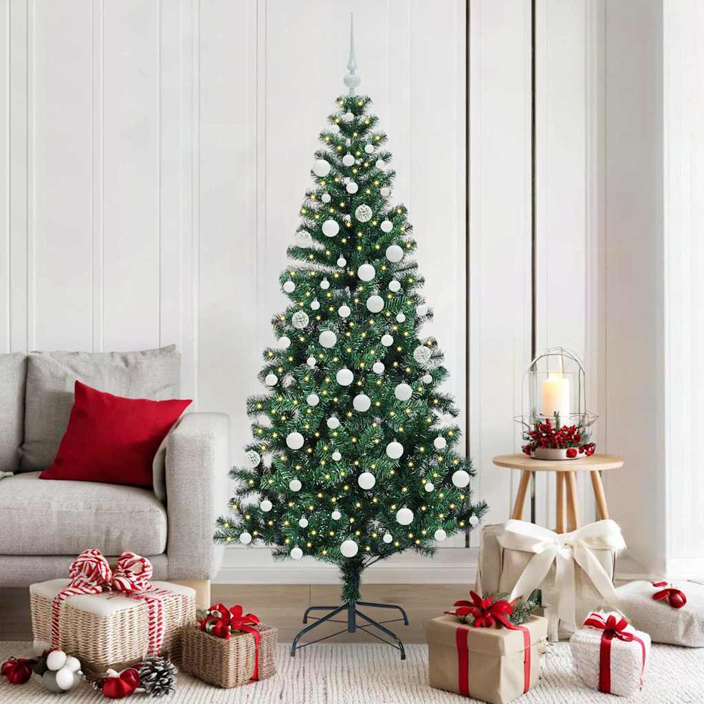 Artificial Pre-lit Christmas Tree Green 180 cm PVC and Metal