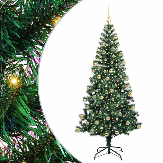 Artificial Pre-lit Christmas Tree Green 180 cm PVC and Metal