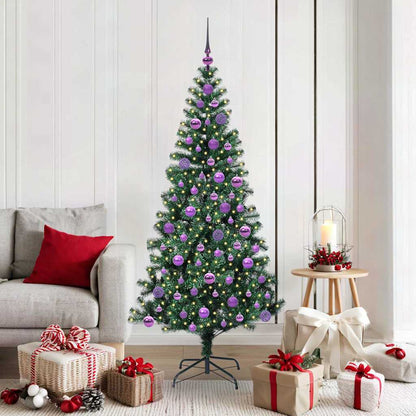 Artificial Pre-lit Christmas Tree Green 180 cm PVC and Metal
