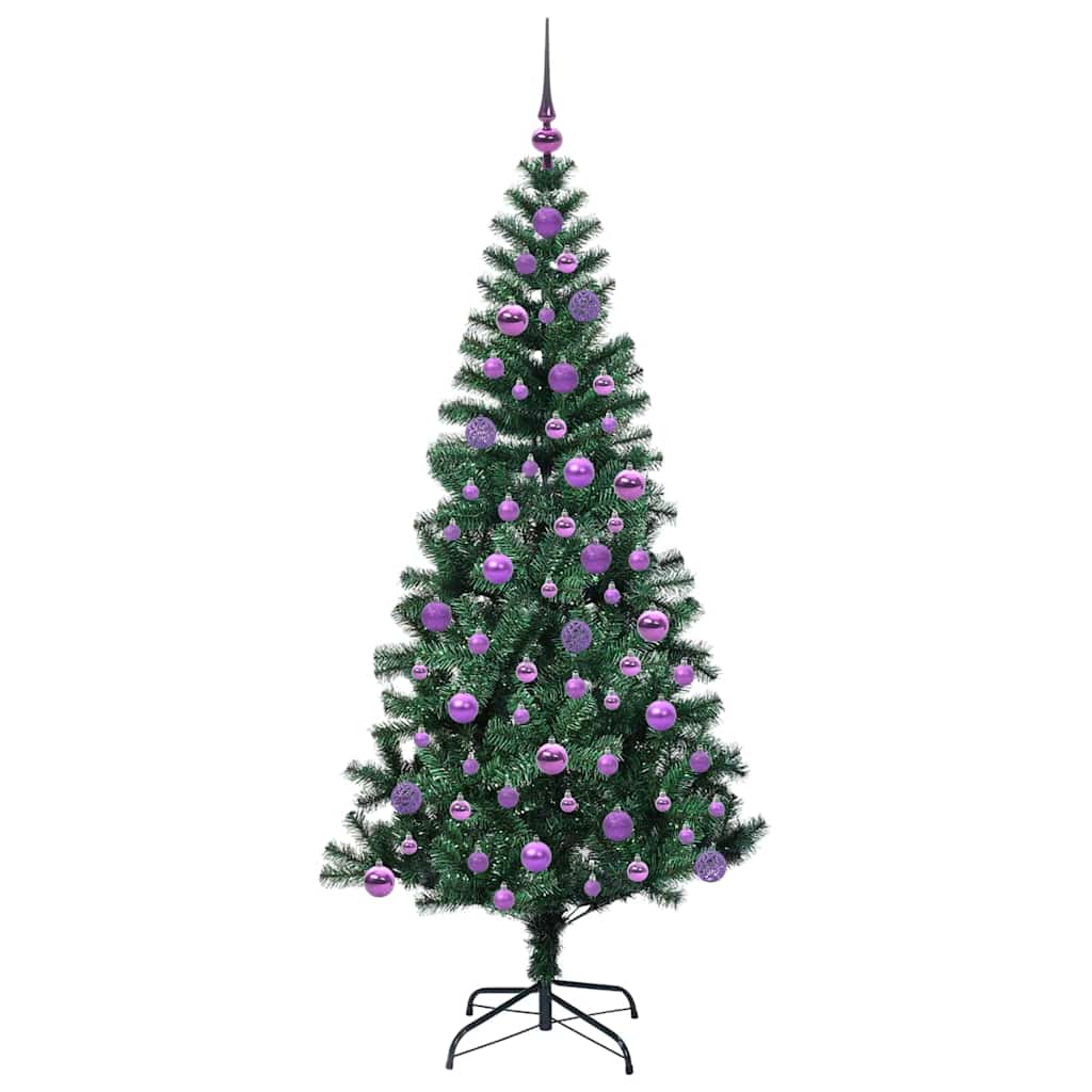 Artificial Pre-lit Christmas Tree Green 180 cm PVC and Metal