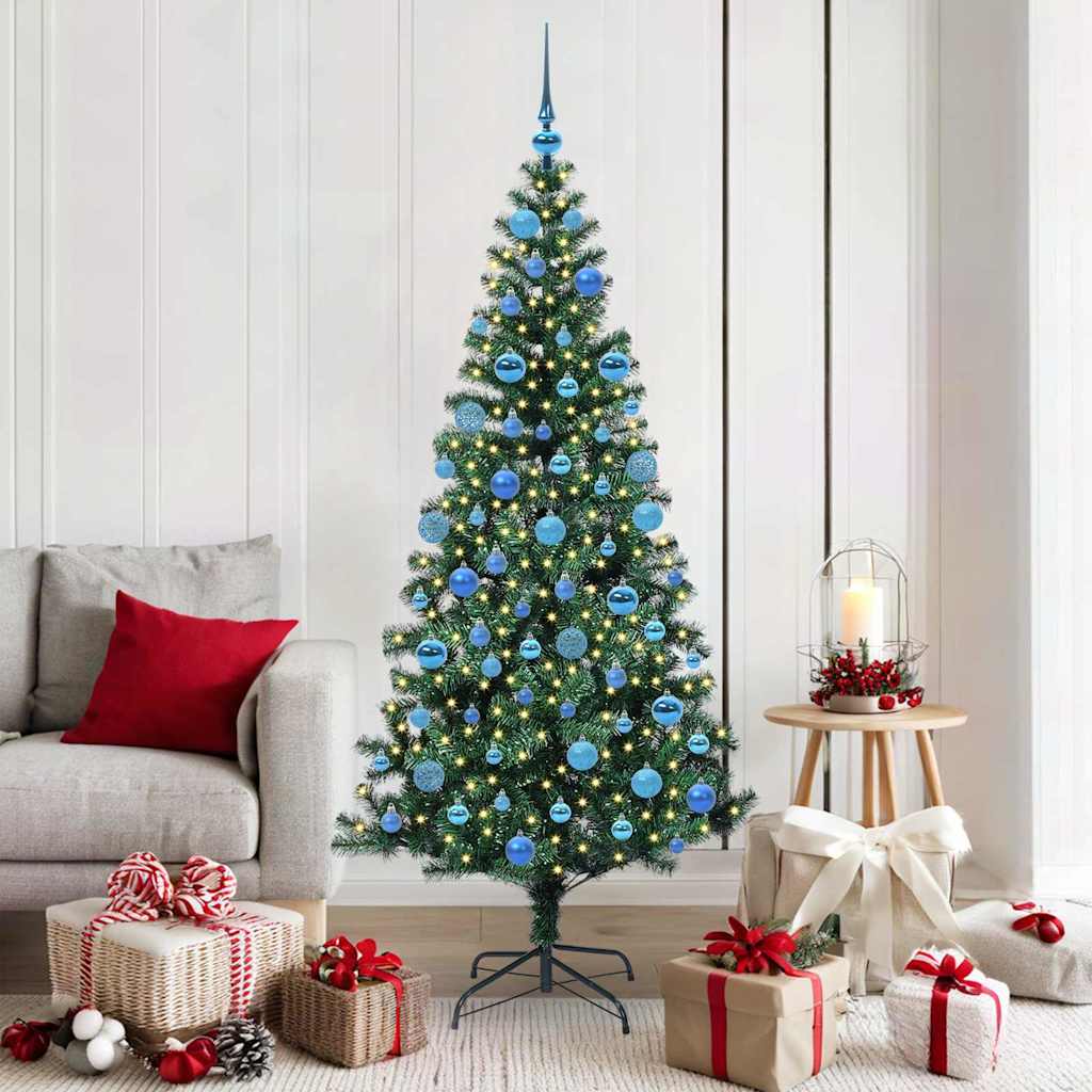 Artificial Pre-lit Christmas Tree Green 180 cm PVC and Metal