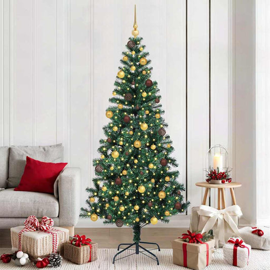 Artificial Pre-lit Christmas Tree Green 210 cm PVC and Metal