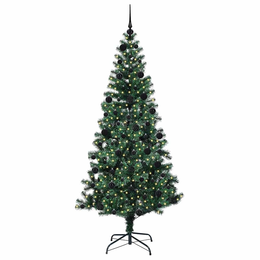 Artificial Pre-lit Christmas Tree Green 210 cm PVC and Metal