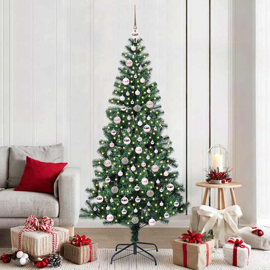 Artificial Pre-lit Christmas Tree Green 210 cm PVC and Metal