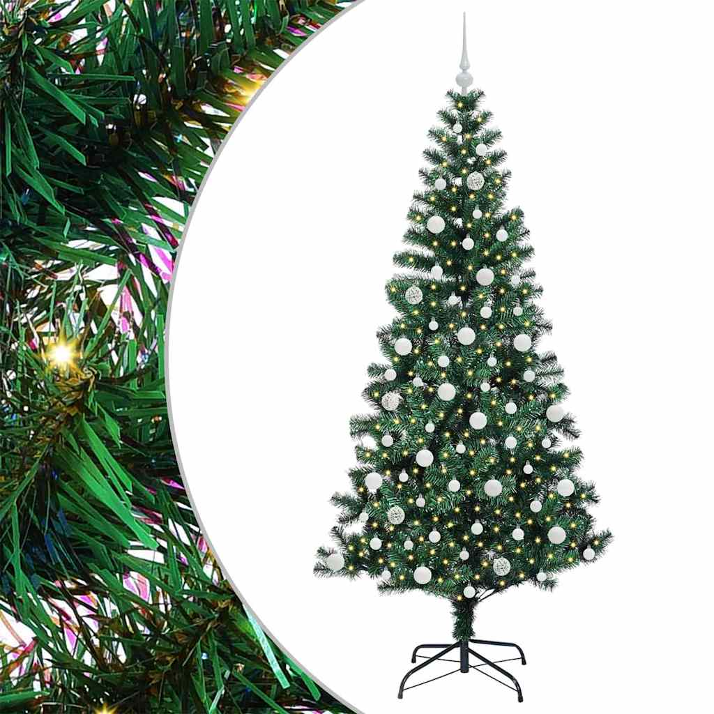 Artificial Pre-lit Christmas Tree Green 210 cm PVC and Metal