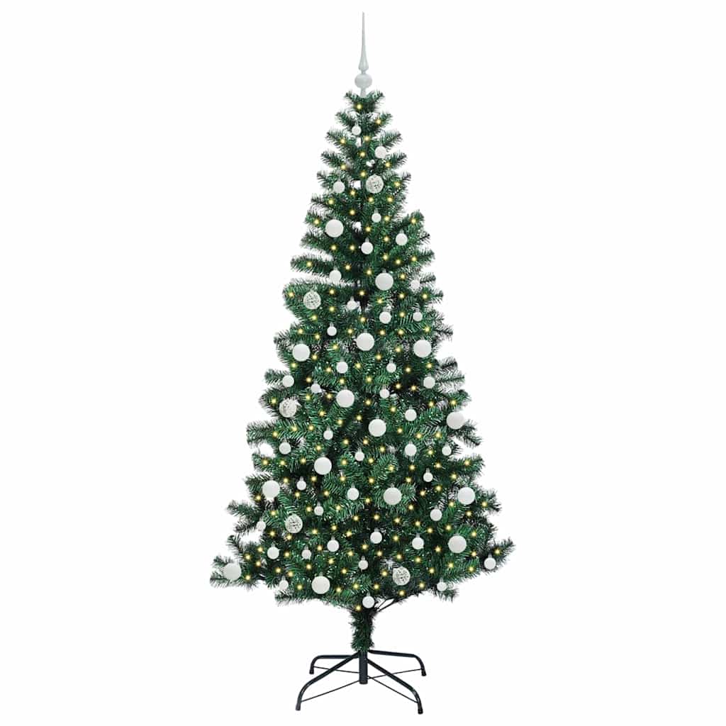 Artificial Pre-lit Christmas Tree Green 210 cm PVC and Metal