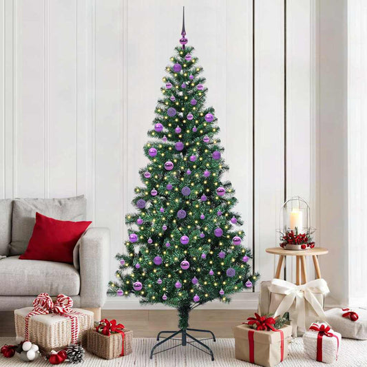 Artificial Pre-lit Christmas Tree Green 210 cm PVC and Metal