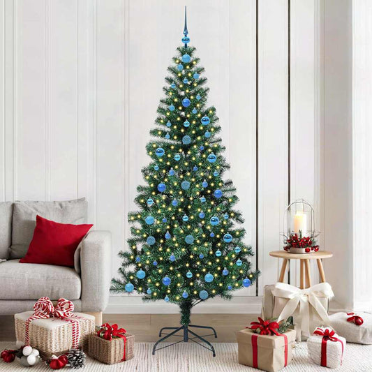 Artificial Pre-lit Christmas Tree Green 210 cm PVC and Metal