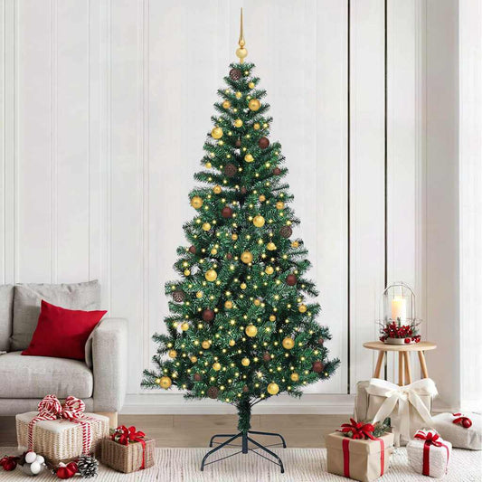 Artificial Pre-lit Christmas Tree Green 240 cm PVC and Metal