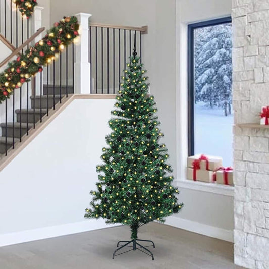 Artificial Pre-lit Christmas Tree Green 240 cm PVC and Metal
