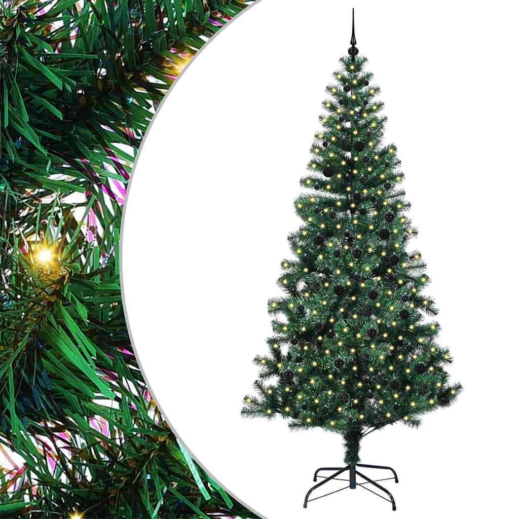 Artificial Pre-lit Christmas Tree Green 240 cm PVC and Metal