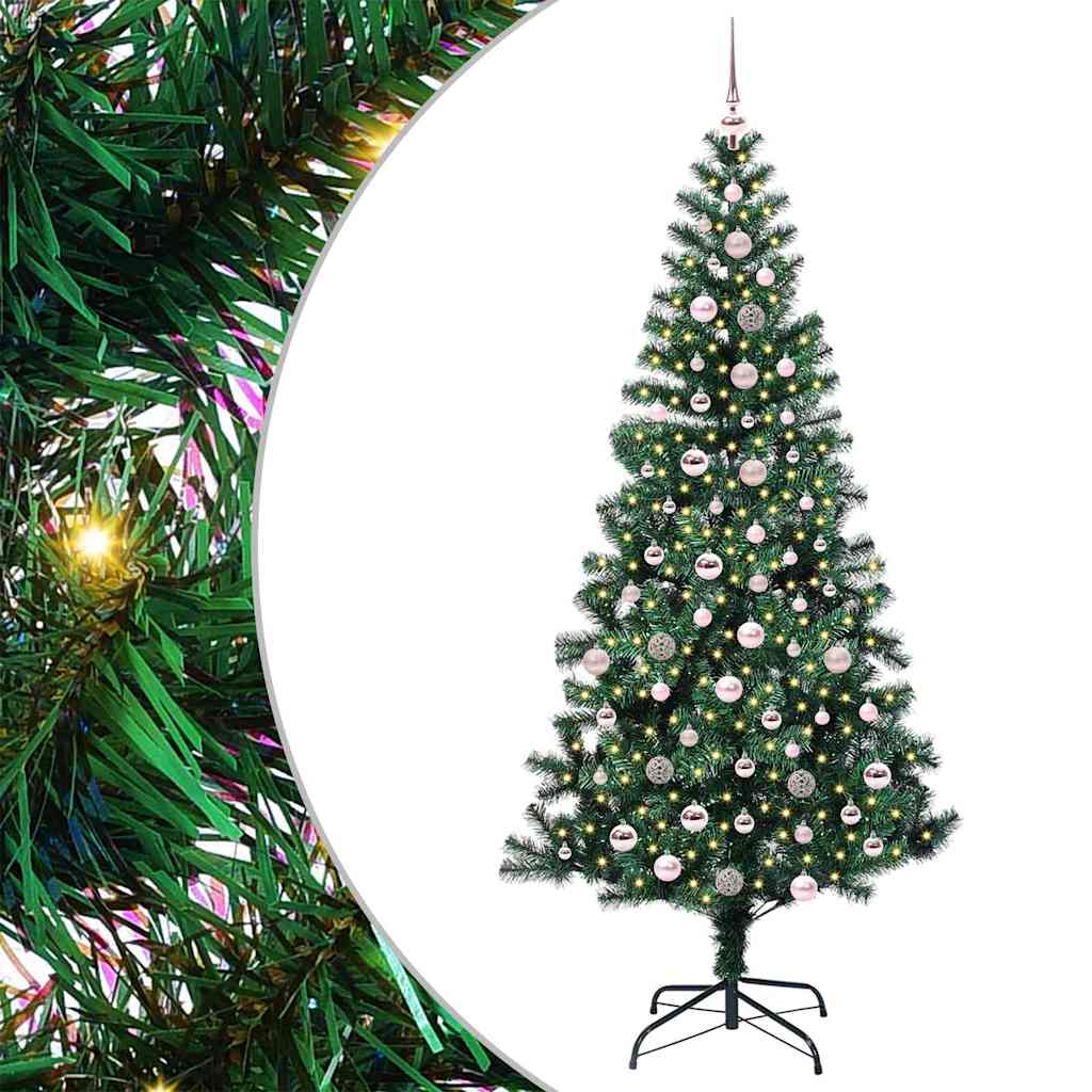 Artificial Pre-lit Christmas Tree Green 240 cm PVC and Metal