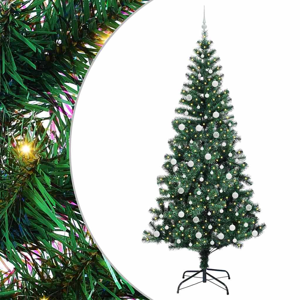 Artificial Pre-lit Christmas Tree Green 240 cm PVC and Metal