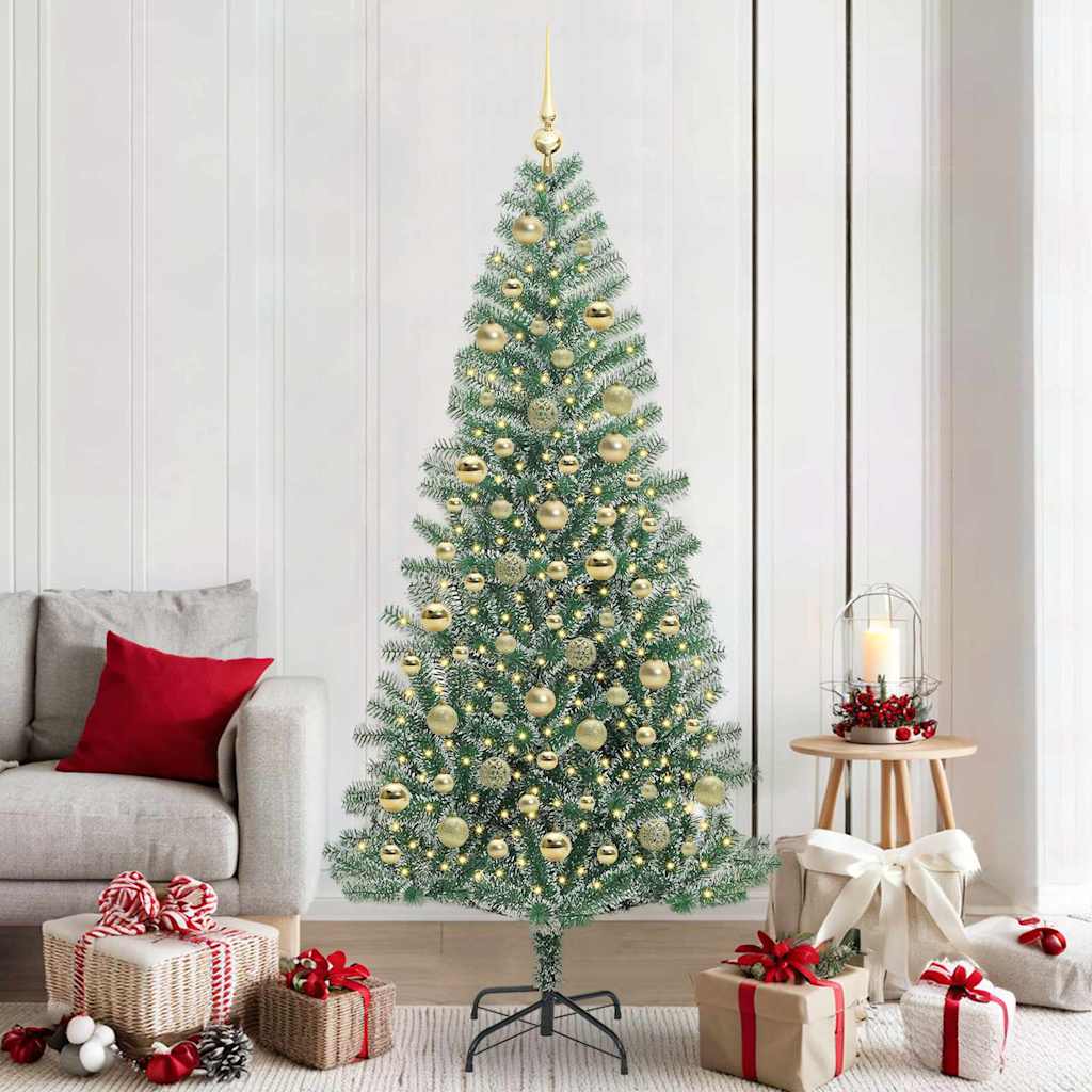 Artificial Christmas Tree Snow Flocked with LED Light 210 cm