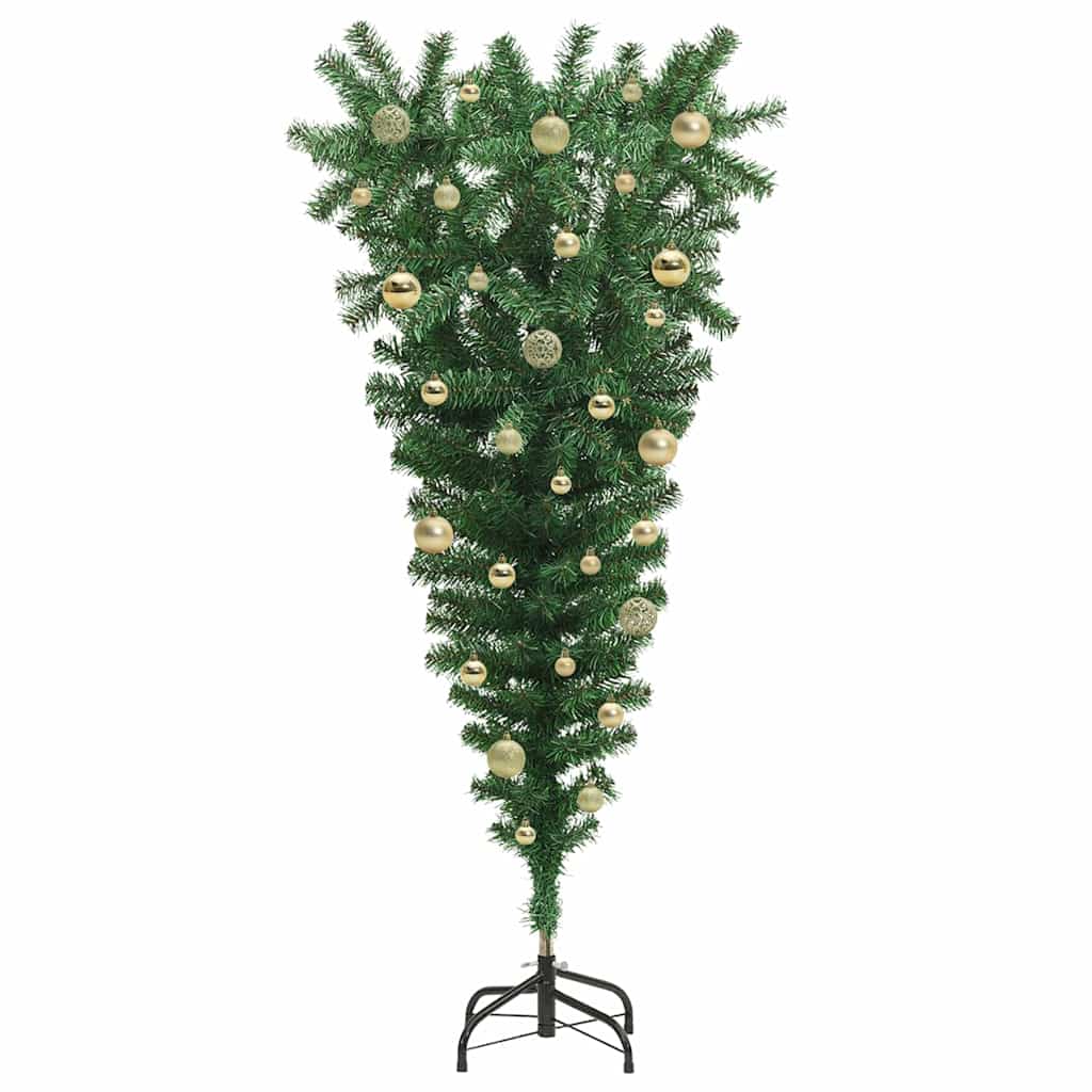 Upside-down Artificial Pre-lit Christmas Tree with Ball Set PVC