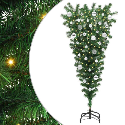 Upside-down Artificial Pre-lit Christmas Tree with Ball Set PVC