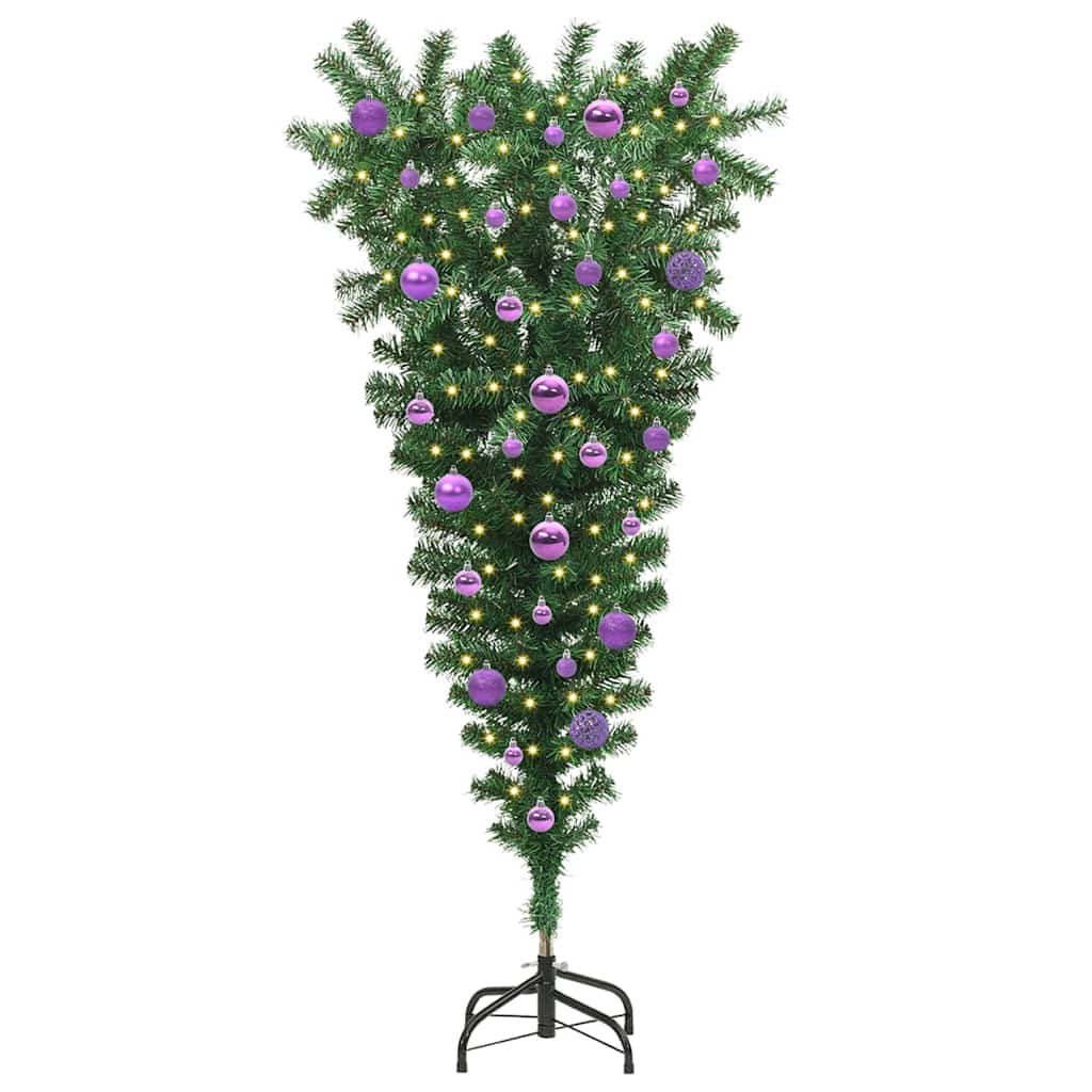 Upside-down Artificial Pre-lit Christmas Tree with Ball Set PVC