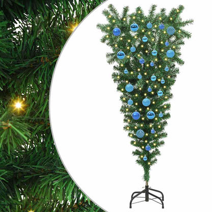 Upside-down Artificial Pre-lit Christmas Tree with Ball Set PVC