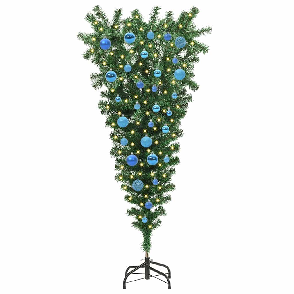 Upside-down Artificial Pre-lit Christmas Tree with Ball Set PVC