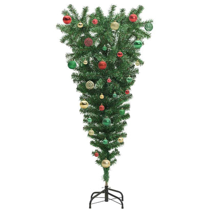 Upside-down Artificial Pre-lit Christmas Tree with Ball Set PVC
