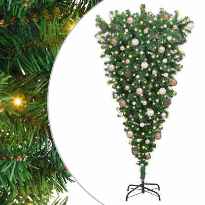 Upside-down Artificial Pre-lit Christmas Tree with Ball Set PVC
