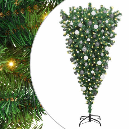 Upside-down Artificial Pre-lit Christmas Tree with Ball Set PVC