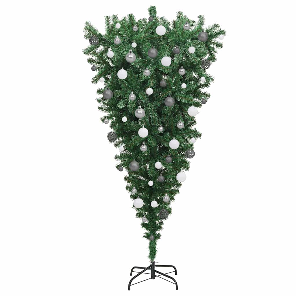 Upside-down Artificial Pre-lit Christmas Tree with Ball Set PVC
