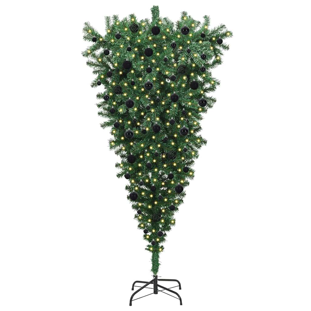 Upside-down Artificial Pre-lit Christmas Tree with Ball Set PVC