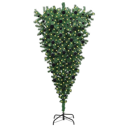 Upside-down Artificial Pre-lit Christmas Tree with Ball Set PVC
