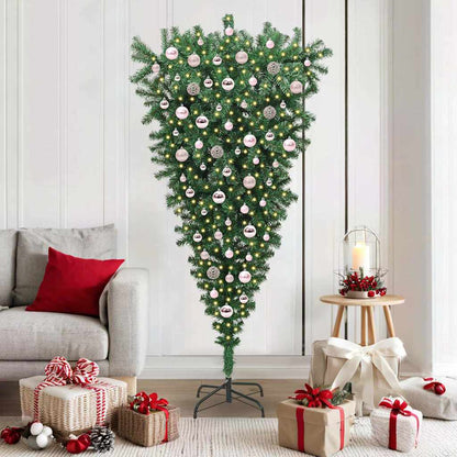 Upside-down Artificial Pre-lit Christmas Tree with Ball Set PVC