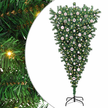 Upside-down Artificial Pre-lit Christmas Tree with Ball Set PVC