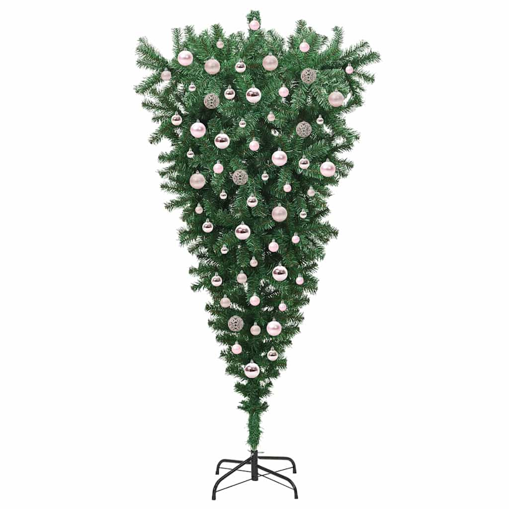 Upside-down Artificial Pre-lit Christmas Tree with Ball Set PVC