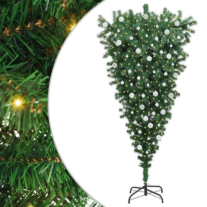 Upside-down Artificial Pre-lit Christmas Tree with Ball Set PVC