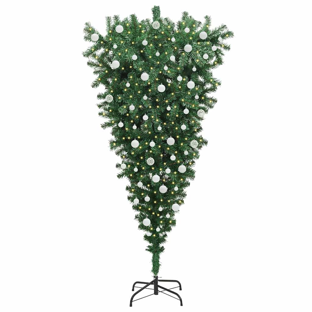 Upside-down Artificial Pre-lit Christmas Tree with Ball Set PVC