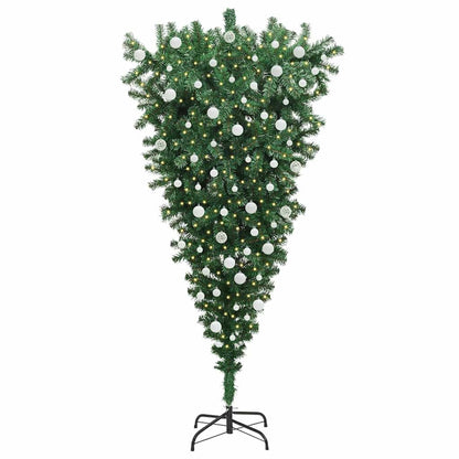 Upside-down Artificial Pre-lit Christmas Tree with Ball Set PVC