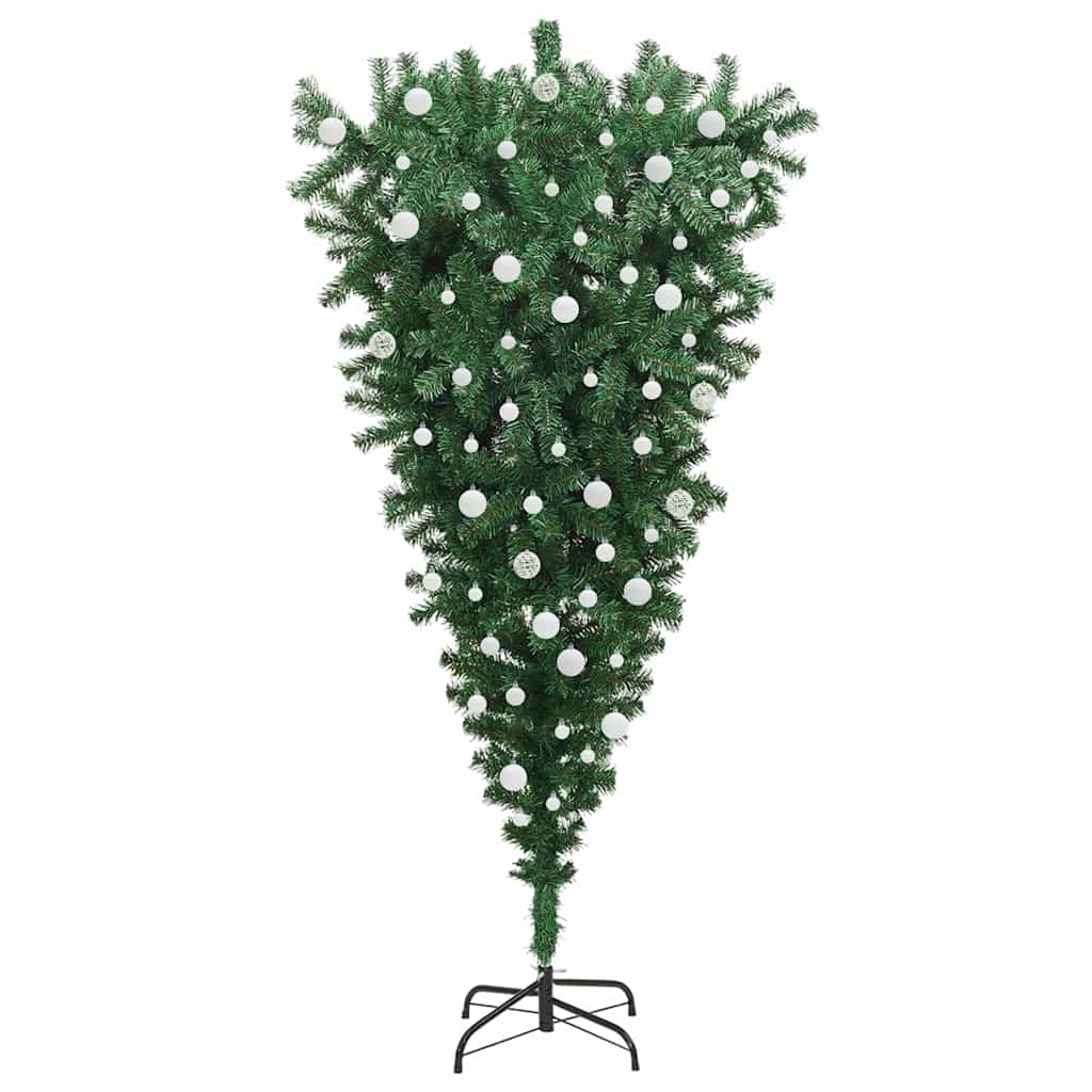 Upside-down Artificial Pre-lit Christmas Tree with Ball Set PVC