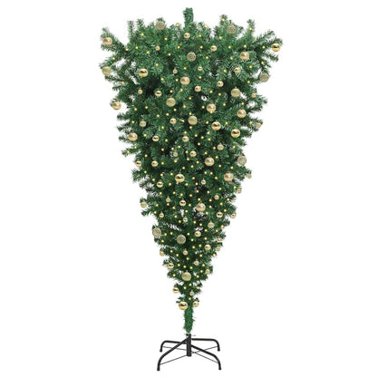 Upside-down Artificial Pre-lit Christmas Tree with Ball Set PVC