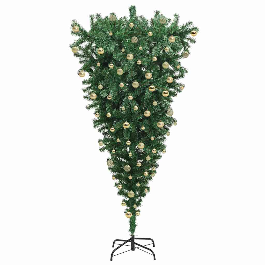Upside-down Artificial Pre-lit Christmas Tree with Ball Set PVC