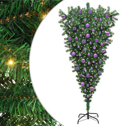 Upside-down Artificial Pre-lit Christmas Tree with Ball Set PVC