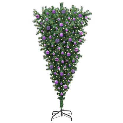 Upside-down Artificial Pre-lit Christmas Tree with Ball Set PVC