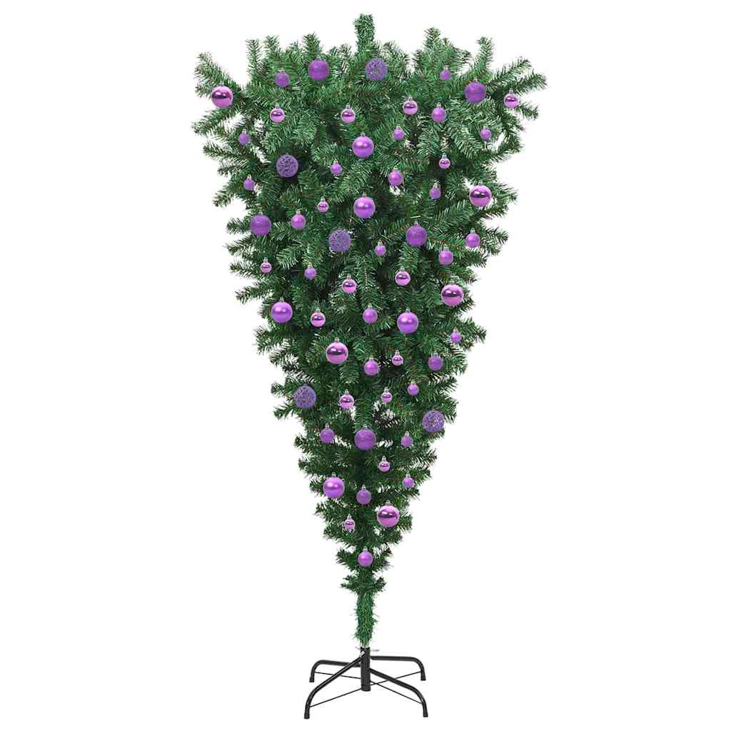 Upside-down Artificial Pre-lit Christmas Tree with Ball Set PVC