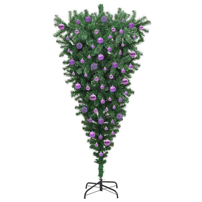 Upside-down Artificial Pre-lit Christmas Tree with Ball Set PVC