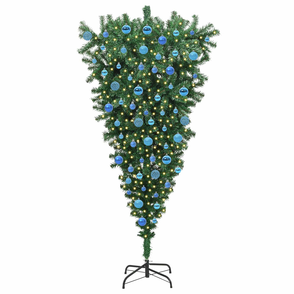 Upside-down Artificial Pre-lit Christmas Tree with Ball Set PVC