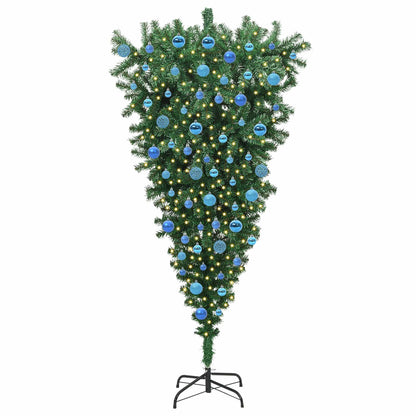 Upside-down Artificial Pre-lit Christmas Tree with Ball Set PVC