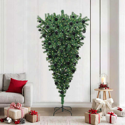 Upside-down Artificial Pre-lit Christmas Tree with Ball Set PVC