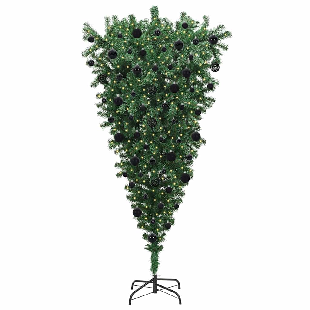 Upside-down Artificial Pre-lit Christmas Tree with Ball Set PVC