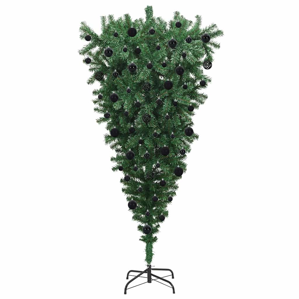 Upside-down Artificial Pre-lit Christmas Tree with Ball Set PVC